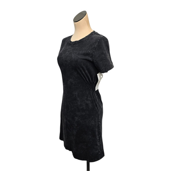 Cloth By Design Dress Womens Small Black Acid Wash T Shirt‎ Mini Ruched Casual - Picture 9 of 10